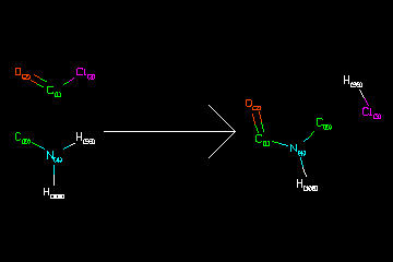 [C:1](=[O:2])[Cl:3].[H:99][N:4]([H:100])[C:0]>>[C:1](=[O:2])[N:4]([H:100])[C:0].[Cl:3][H:99]